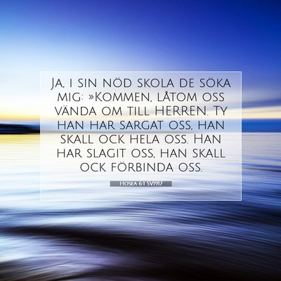 Picture 07 - Hosea 6:1 SV1917 - Ja, i sin nöd skola de söka mig: »Kommen, - Bible Verse Picture