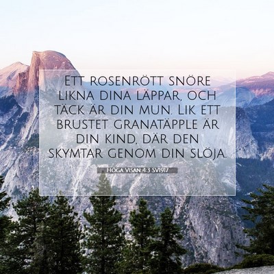 Picture 07 - Höga Visan 4:3 SV1917 - Ett rosenrött snöre likna dina läppar, och - Bible Verse Picture