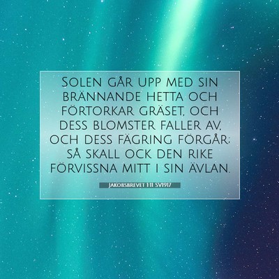Picture 07 - Jakobsbrevet 1:11 SV1917 - Solen går upp med sin brännande hetta och - Bible Verse Picture