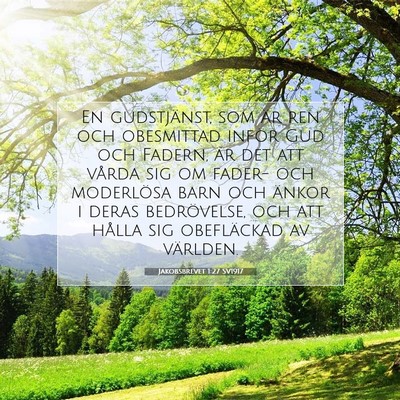 Picture 07 - Jakobsbrevet 1:27 SV1917 - En gudstjänst, som är ren och obesmittad inför - Bible Verse Picture
