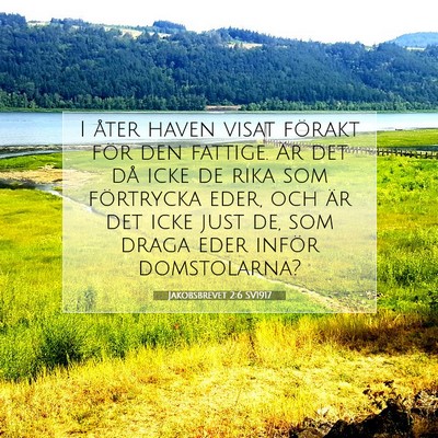 Picture 07 - Jakobsbrevet 2:6 SV1917 - I åter haven visat förakt för den fattige. Är - Bible Verse Picture