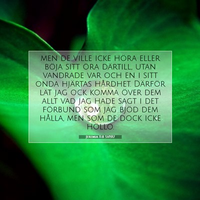 Picture 07 - Jeremia 11:8 SV1917 - men de ville icke höra eller böja sitt öra - Bible Verse Picture