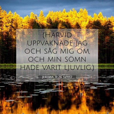 Picture 07 - Jeremia 31:26 SV1917 - (Härvid uppvaknade jag och såg mig om, och min - Bible Verse Picture