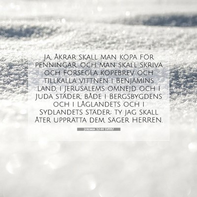 Picture 07 - Jeremia 32:44 SV1917 - Ja, åkrar skall man köpa för penningar, och - Bible Verse Picture
