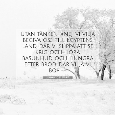 Picture 07 - Jeremia 42:14 SV1917 - utan tänken: »Nej, vi vilja begiva oss till - Bible Verse Picture