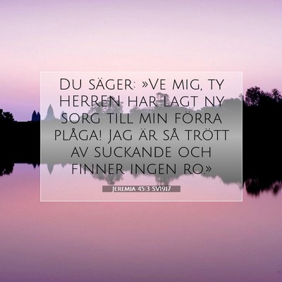 Picture 07 - Jeremia 45:3 SV1917 - Du säger: »Ve mig, ty HERREN har lagt ny sorg - Bible Verse Picture