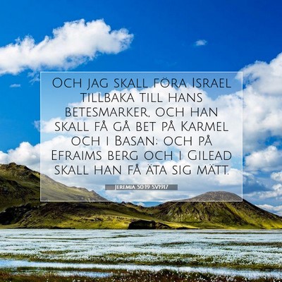 Picture 07 - Jeremia 50:19 SV1917 - Och jag skall föra Israel tillbaka till hans - Bible Verse Picture