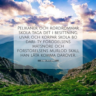 Picture 07 - Jesaja 34:11 SV1917 - Pelikaner och rördrommar skola taga det i - Bible Verse Picture
