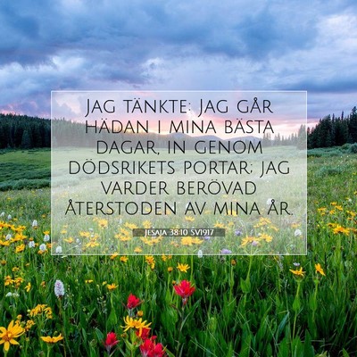 Picture 07 - Jesaja 38:10 SV1917 - Jag tänkte: Jag går hädan i mina bästa dagar, - Bible Verse Picture