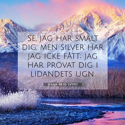 Picture 07 - Jesaja 48:10 SV1917 - Se, jag har smält dig, men silver har jag icke - Bible Verse Picture