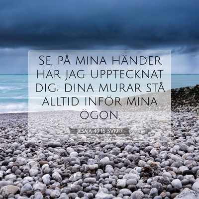 Picture 07 - Jesaja 49:16 SV1917 - Se, på mina händer har jag upptecknat dig; dina - Bible Verse Picture