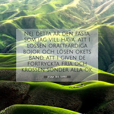 Picture 07 - Jesaja 58:6 SV1917 - Nej, detta är den fasta, som jag vill hava: att - Bible Verse Picture