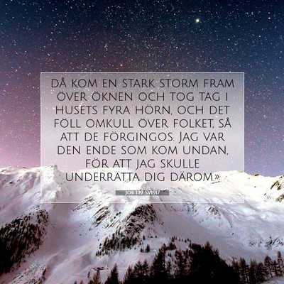 Picture 07 - Job 1:19 SV1917 - då kom en stark storm fram över öknen och tog - Bible Verse Picture