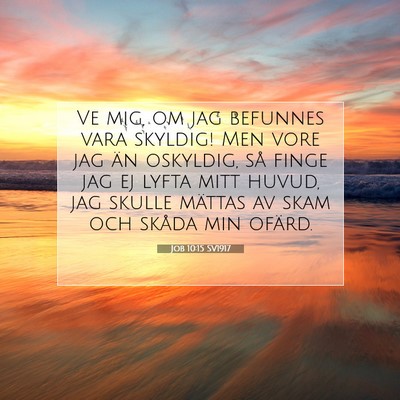 Picture 07 - Job 10:15 SV1917 - Ve mig, om jag befunnes vara skyldig! Men vore - Bible Verse Picture
