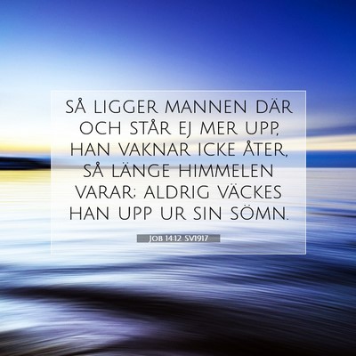 Picture 07 - Job 14:12 SV1917 - så ligger mannen där och står ej mer upp, han - Bible Verse Picture