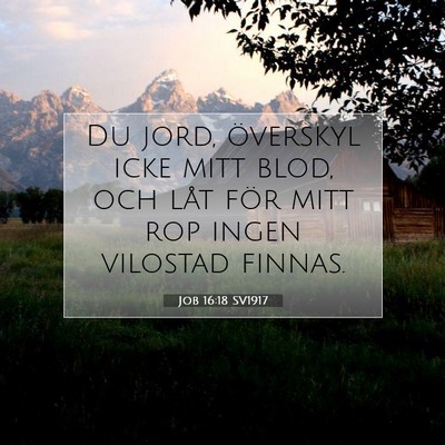 Picture 07 - Job 16:18 SV1917 - Du jord, överskyl icke mitt blod, och låt för - Bible Verse Picture