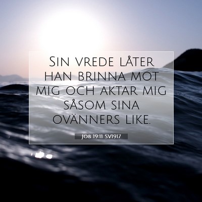 Picture 07 - Job 19:11 SV1917 - Sin vrede låter han brinna mot mig och aktar mig - Bible Verse Picture