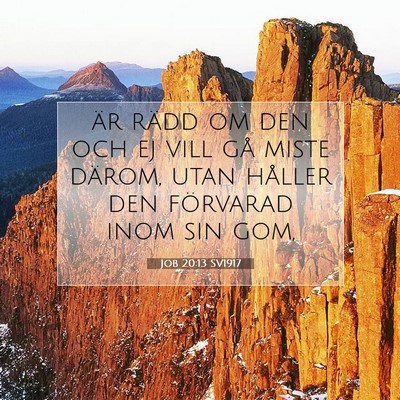 Picture 07 - Job 20:13 SV1917 - är rädd om den och ej vill gå miste därom, - Bible Verse Picture