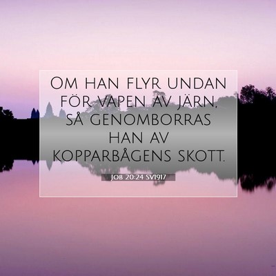 Picture 07 - Job 20:24 SV1917 - Om han flyr undan för vapen av järn, så - Bible Verse Picture