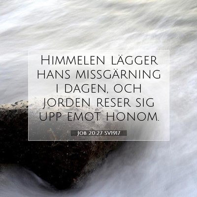 Picture 07 - Job 20:27 SV1917 - Himmelen lägger hans missgärning i dagen, och - Bible Verse Picture