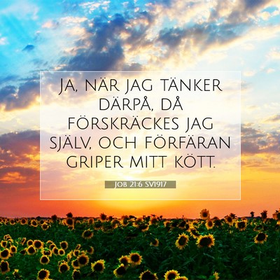 Picture 07 - Job 21:6 SV1917 - Ja, när jag tänker därpå, då förskräckes - Bible Verse Picture