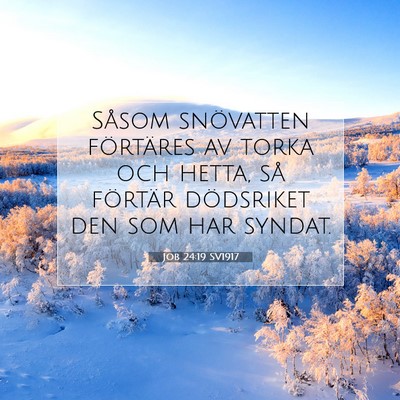 Picture 07 - Job 24:19 SV1917 - Såsom snövatten förtäres av torka och hetta, - Bible Verse Picture