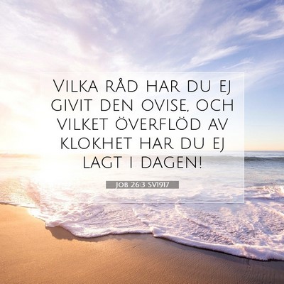 Picture 07 - Job 26:3 SV1917 - Vilka råd har du ej givit den ovise, och vilket - Bible Verse Picture