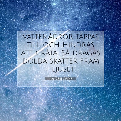 Picture 07 - Job 28:11 SV1917 - Vattenådror täppas till och hindras att gråta. - Bible Verse Picture