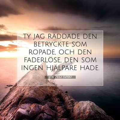 Picture 07 - Job 29:12 SV1917 - ty jag räddade den betryckte som ropade, och den - Bible Verse Picture