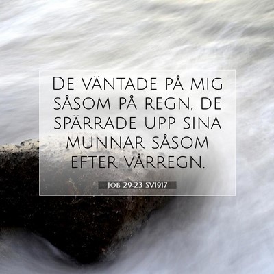 Picture 07 - Job 29:23 SV1917 - De väntade på mig såsom på regn, de spärrade - Bible Verse Picture