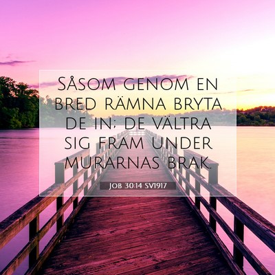 Picture 07 - Job 30:14 SV1917 - Såsom genom en bred rämna bryta de in; de - Bible Verse Picture