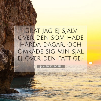 Picture 07 - Job 30:25 SV1917 - Grät jag ej själv över den som hade hårda - Bible Verse Picture