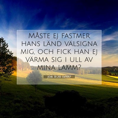 Picture 07 - Job 31:20 SV1917 - Måste ej fastmer hans länd välsigna mig, och - Bible Verse Picture
