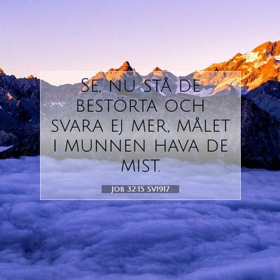 Picture 07 - Job 32:15 SV1917 - Se, nu stå de bestörta och svara ej mer, målet - Bible Verse Picture
