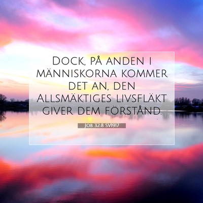 Picture 07 - Job 32:8 SV1917 - Dock, på anden i människorna kommer det an, den - Bible Verse Picture