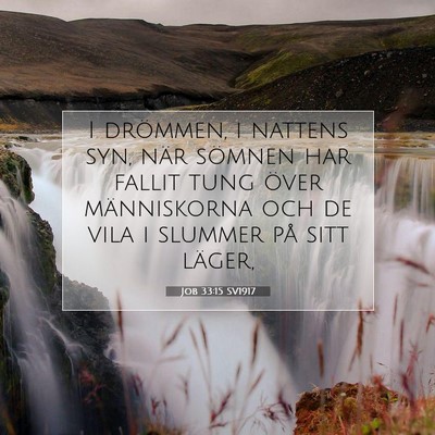 Picture 07 - Job 33:15 SV1917 - I drömmen, i nattens syn, när sömnen har - Bible Verse Picture