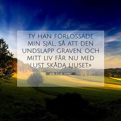 Picture 07 - Job 33:28 SV1917 - ty han förlossade min själ, så att den - Bible Verse Picture