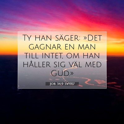 Picture 07 - Job 34:9 SV1917 - Ty han säger: »Det gagnar en man till intet, om - Bible Verse Picture