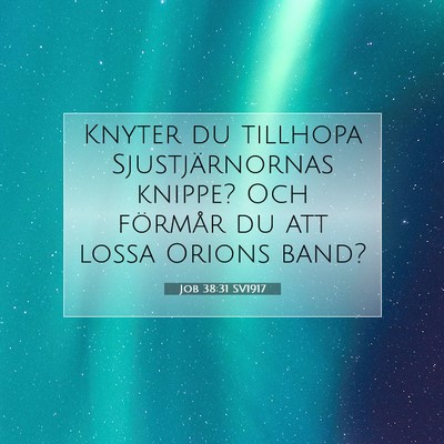 Picture 07 - Job 38:31 SV1917 - Knyter du tillhopa Sjustjärnornas knippe? Och - Bible Verse Picture