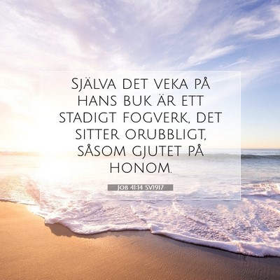 Picture 07 - Job 41:14 SV1917 - Själva det veka på hans buk är ett stadigt - Bible Verse Picture