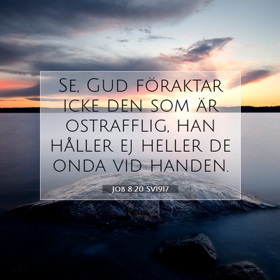 Picture 07 - Job 8:20 SV1917 - Se, Gud föraktar icke den som är ostrafflig, - Bible Verse Picture
