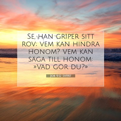 Picture 07 - Job 9:12 SV1917 - Se, han griper sitt rov; vem kan hindra honom? - Bible Verse Picture