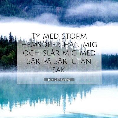 Picture 07 - Job 9:17 SV1917 - Ty med storm hemsöker han mig och slår mig med - Bible Verse Picture