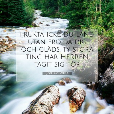 Picture 07 - Joel 2:21 SV1917 - Frukta icke, du land, utan fröjda dig och - Bible Verse Picture