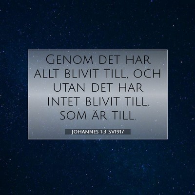 Picture 07 - Johannes 1:3 SV1917 - Genom det har allt blivit till, och utan det har - Bible Verse Picture