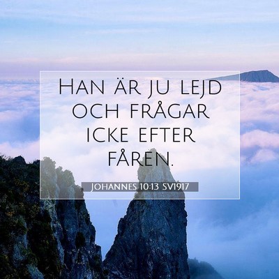 Picture 07 - Johannes 10:13 SV1917 - Han är ju lejd och frågar icke efter - Bible Verse Picture