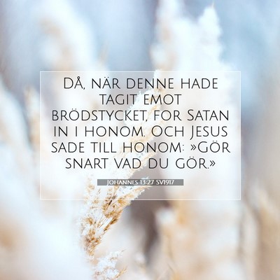 Picture 07 - Johannes 13:27 SV1917 - Då, när denne hade tagit emot brödstycket, for - Bible Verse Picture