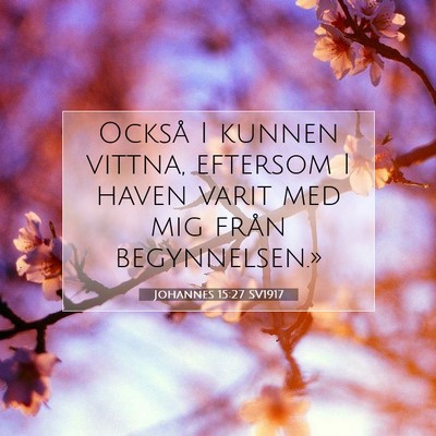 Picture 07 - Johannes 15:27 SV1917 - Också I kunnen vittna, eftersom I haven varit - Bible Verse Picture