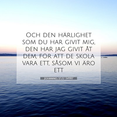 Picture 07 - Johannes 17:22 SV1917 - Och den härlighet som du har givit mig, den har - Bible Verse Picture