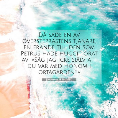 Picture 07 - Johannes 18:26 SV1917 - Då sade en av översteprästens tjänare, en - Bible Verse Picture